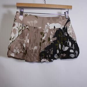 Y2K Eunice Brown Euro Floral Pleated Mini Skirt Size 40